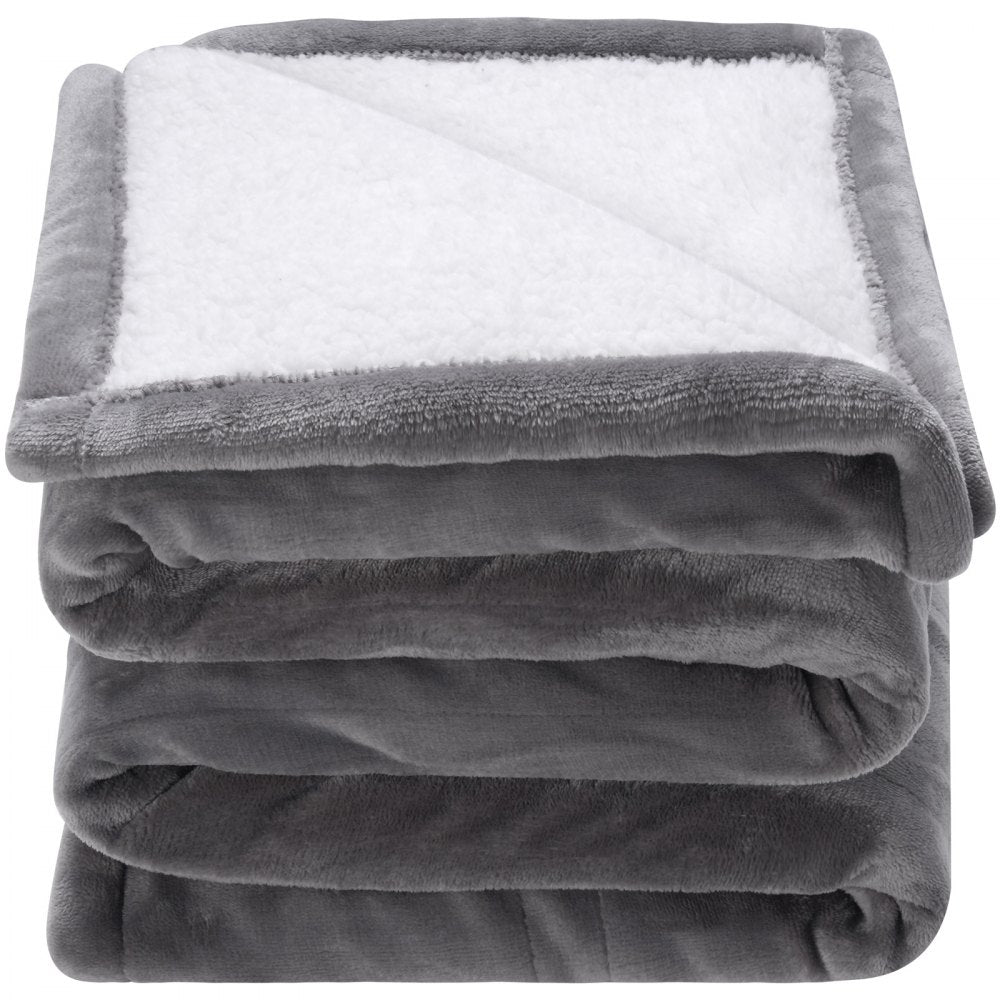 VEVOR Heated Blanket Electric Throw, 50" x 60" Twin Size, Soft Flannel & Sherpa Heating Blanket with 3 Hours Timer Auto-off, 5 Heating Levels for Sofa, Machine Washable, ETL & FCC Certification (Grey) 