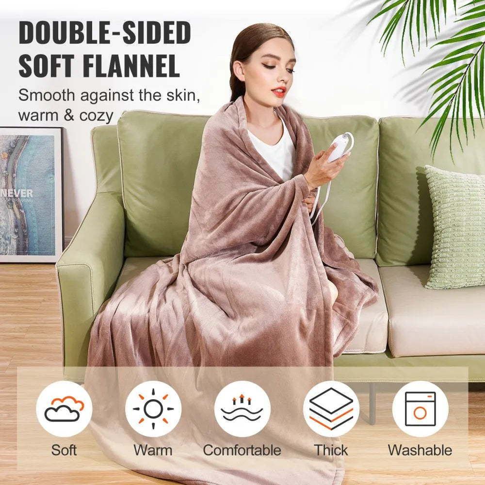 Queen Size Electric Heated Blanket 84" x 90" with Dual Controls and 5 Heat Settings