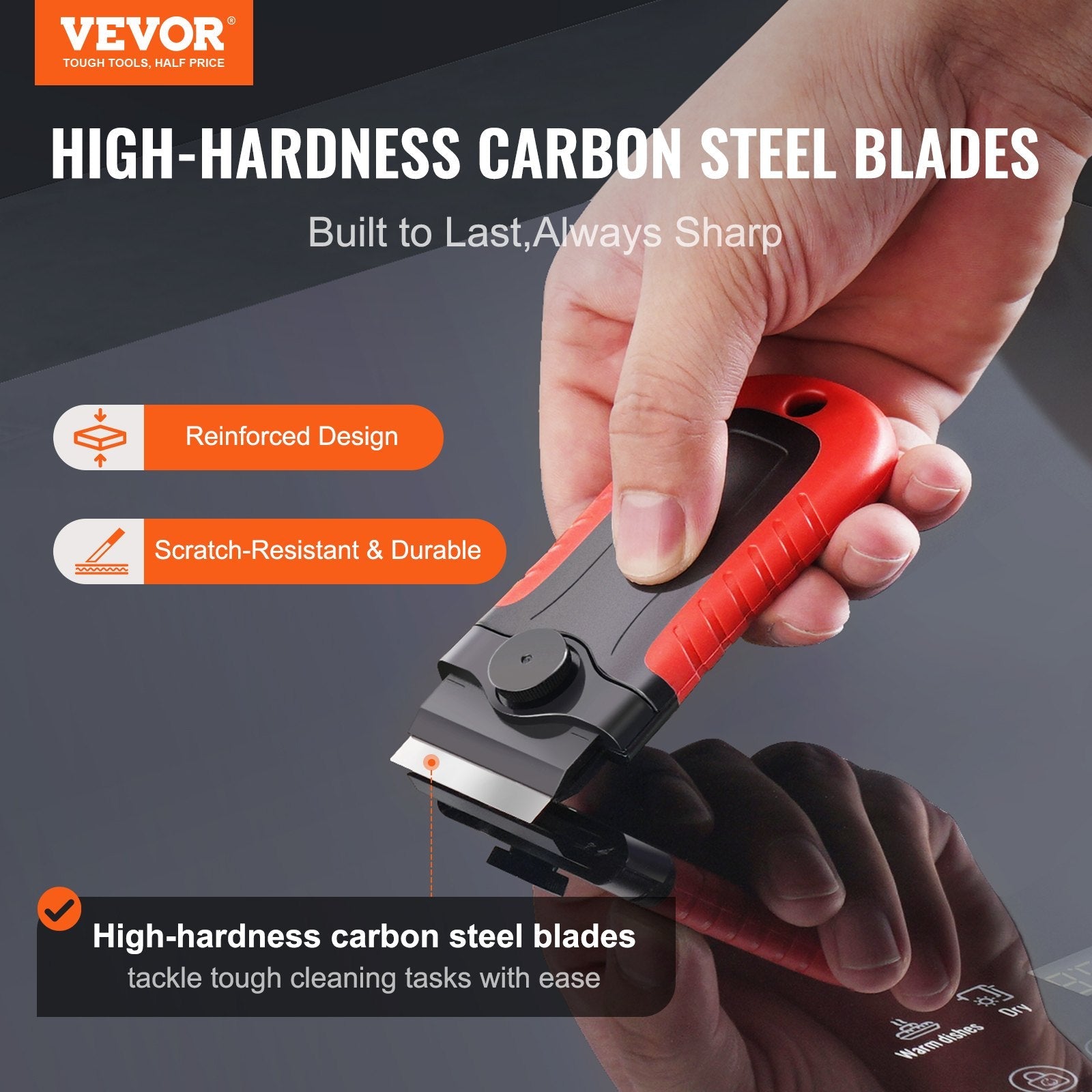 VEVOR Razor Blade Scraper Locking Scraper Tool 15 Extra Blades with Security Cap 