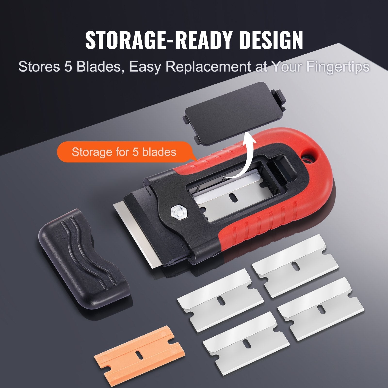VEVOR Razor Blade Scraper Locking Scraper Tool 15 Extra Blades with Security Cap 