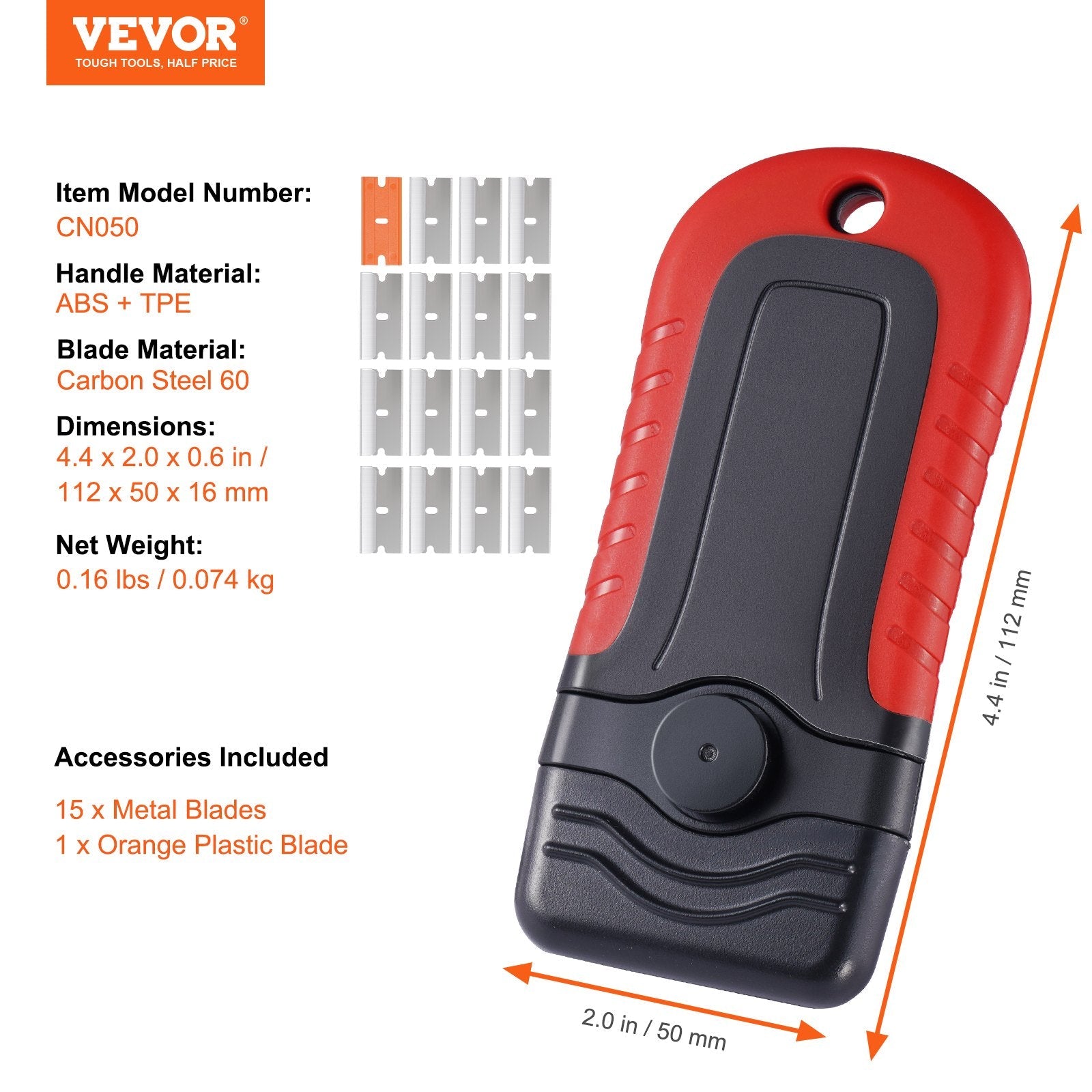 VEVOR Razor Blade Scraper Locking Scraper Tool 15 Extra Blades with Security Cap 