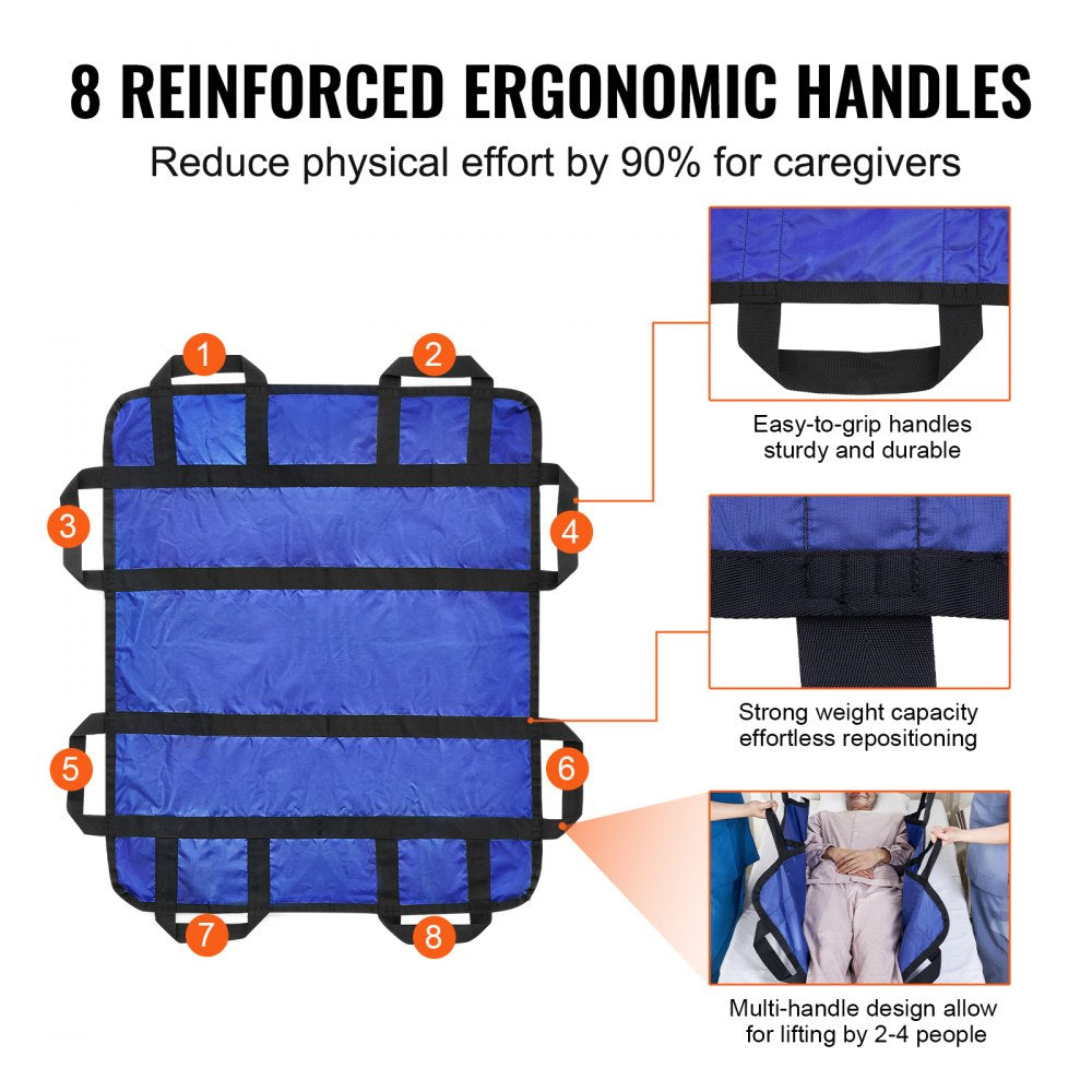 VEVOR Positioning Bed Pad 48"x40" Patient Transfer Sheet & 8 Reinforced Handles 