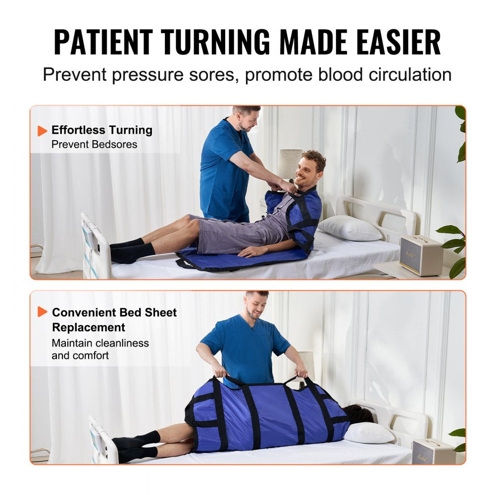 VEVOR Positioning Bed Pad 48"x40" Patient Transfer Sheet & 8 Reinforced Handles 