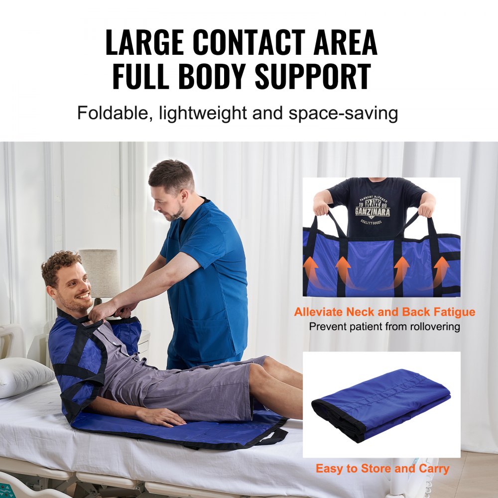 VEVOR Positioning Bed Pad 48"x40" Patient Transfer Sheet & 8 Reinforced Handles 