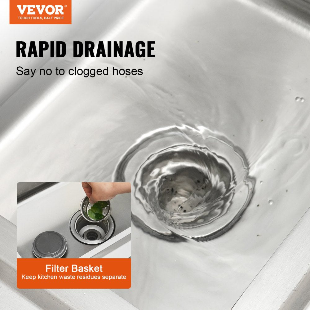 VEVOR Stainless Steel Utility Sink, 39.4 x 19.1 x 37.4 in Free Standing Small Sink w/Workbench Faucet & legs, 1 Compartment Commercial Single Bowl Sinks for Garage, Restaurant, Laundry, NSF Certified 