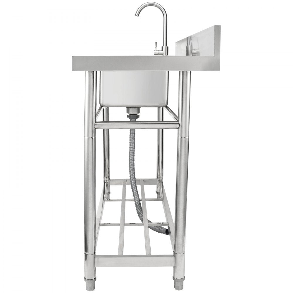 VEVOR Stainless Steel Utility Sink, 39.4 x 19.1 x 37.4 in Free Standing Small Sink w/Workbench Faucet & legs, 1 Compartment Commercial Single Bowl Sinks for Garage, Restaurant, Laundry, NSF Certified 
