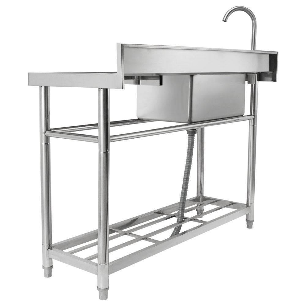 VEVOR Stainless Steel Utility Sink, 39.4 x 19.1 x 37.4 in Free Standing Small Sink w/Workbench Faucet & legs, 1 Compartment Commercial Single Bowl Sinks for Garage, Restaurant, Laundry, NSF Certified 