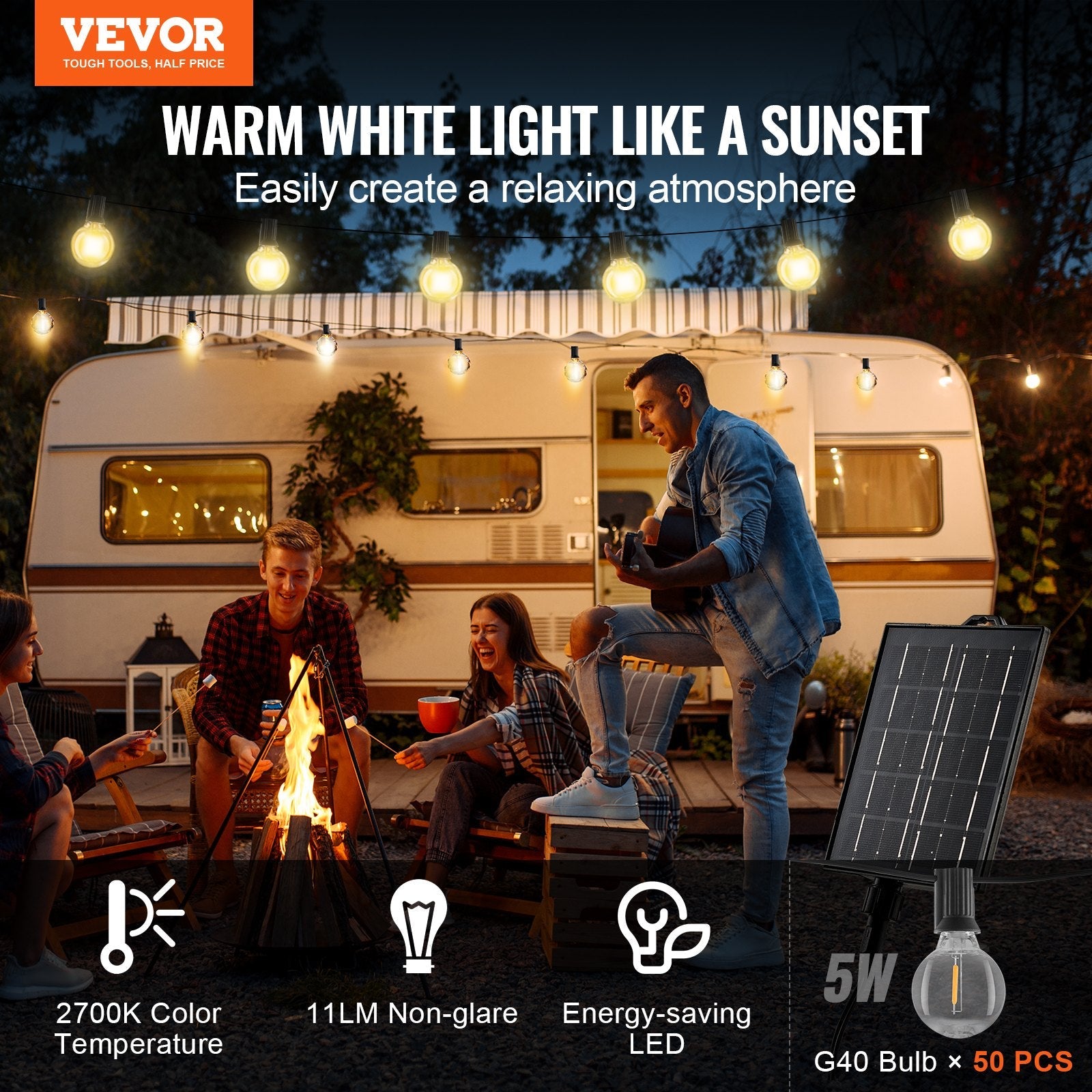 100FT Solar LED Outdoor String Patio Lights Waterproof with Remote Control 
