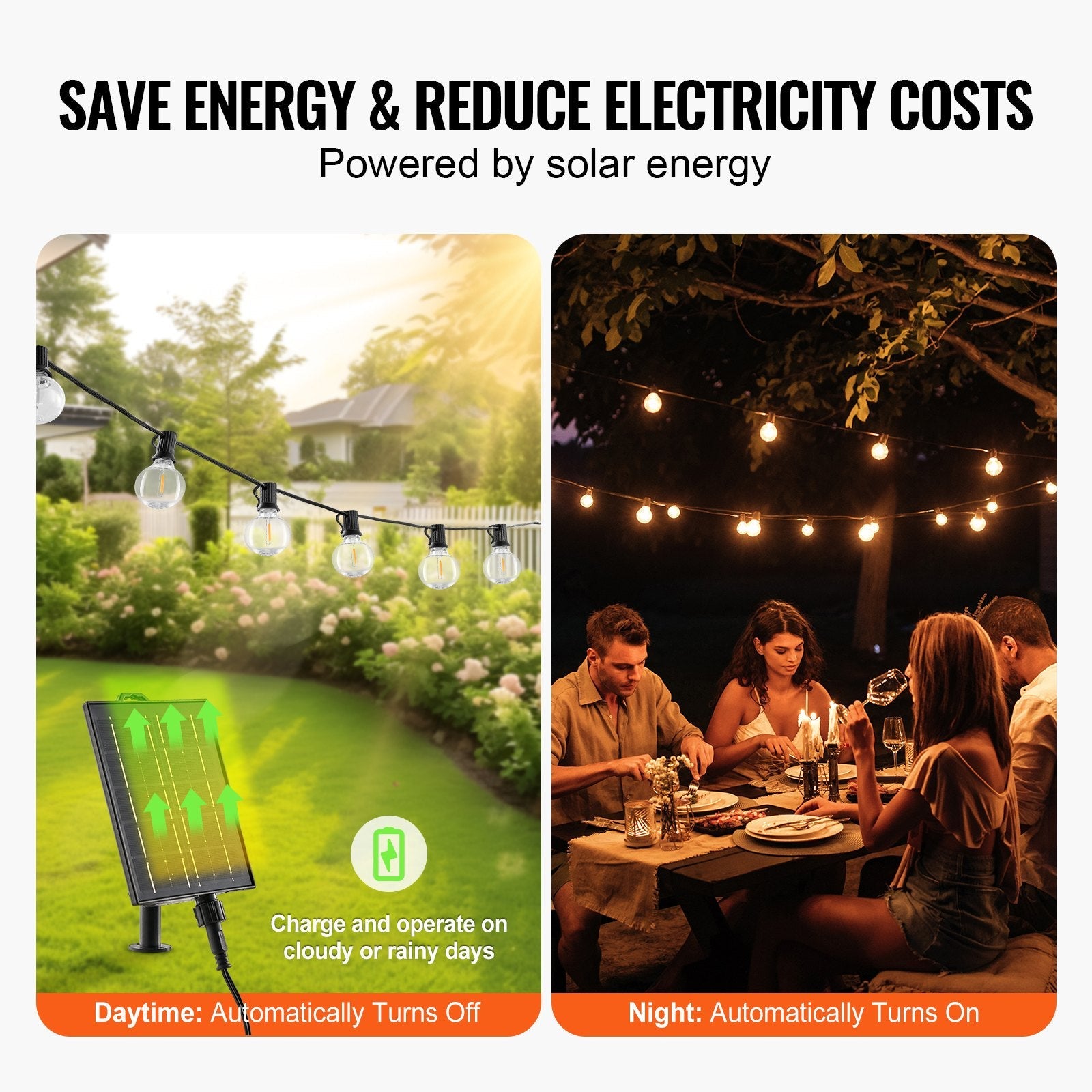 100FT Solar LED Outdoor String Patio Lights Waterproof with Remote Control 