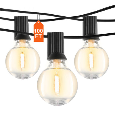 VEVOR 100FT LED Outdoor String Patio Lights Waterproof G40 Shatterproof Bulbs 