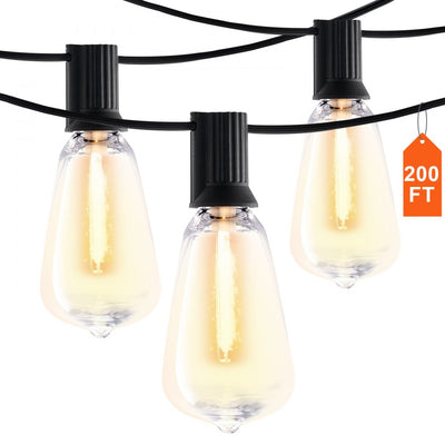 VEVOR 200FT LED Outdoor String Patio Lights Waterproof ST38 Shatterproof Bulbs 