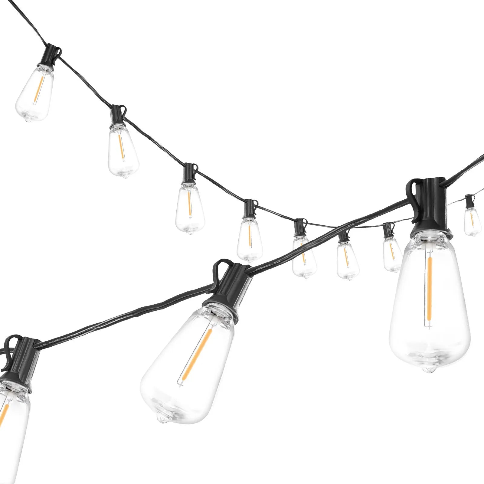 200FT LED Outdoor String Lights – 100 ST38 Shatterproof Bulbs – 2700K Dimmable Waterproof Patio Lights