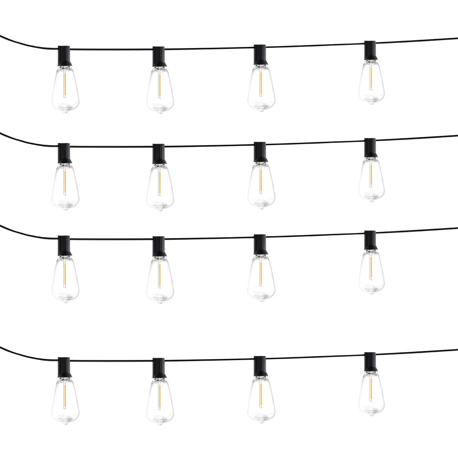 200FT LED Outdoor String Lights – 100 ST38 Shatterproof Bulbs – 2700K Dimmable Waterproof Patio Lights