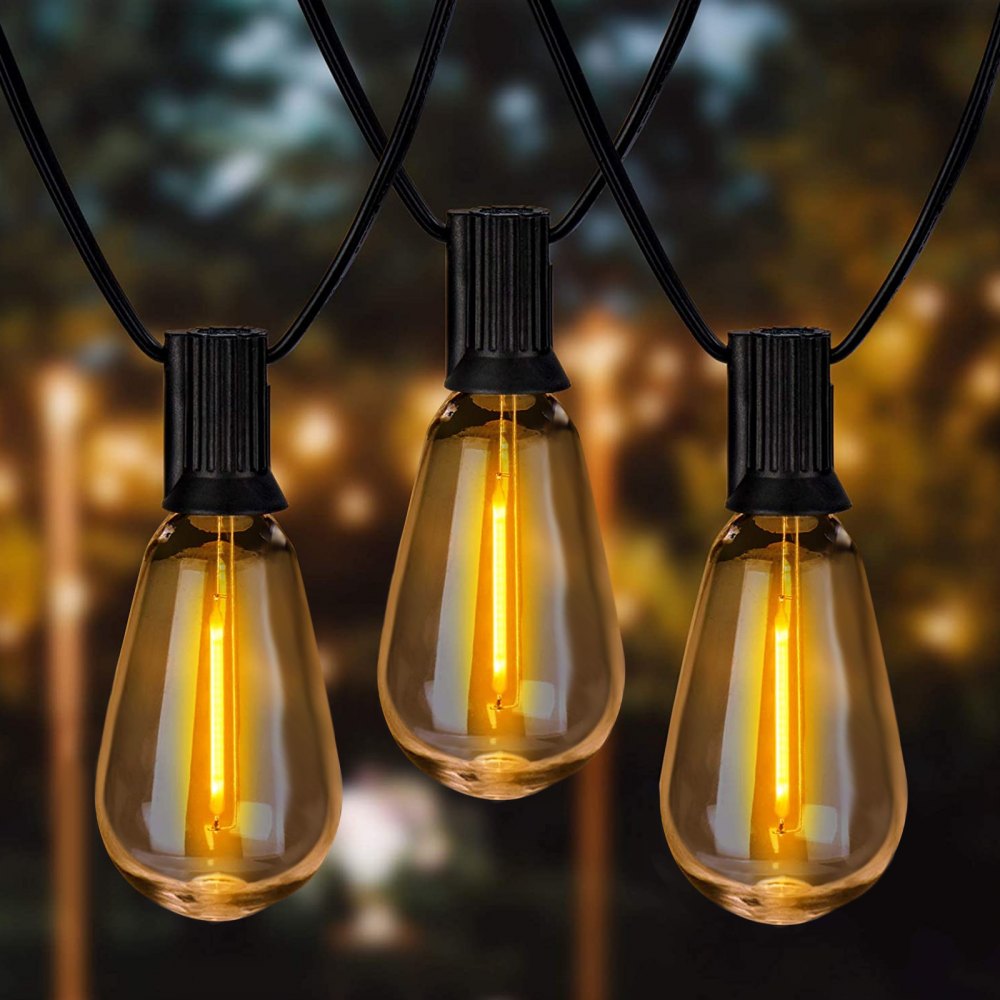VEVOR 50FT LED Outdoor String Patio Lights Waterproof 15 S14 Shatterproof Bulbs 