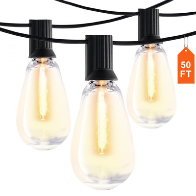 VEVOR 50FT LED Outdoor String Patio Lights Waterproof 15 S14 Shatterproof Bulbs 
