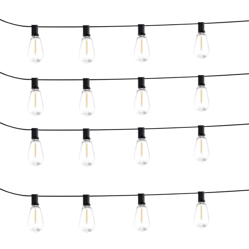 VEVOR 50FT LED Outdoor String Patio Lights Waterproof 15 S14 Shatterproof Bulbs 