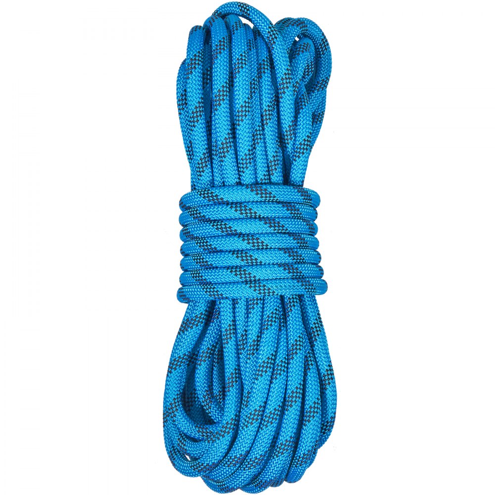 VEVOR Static Climbing Rope, 32 ft Outdoor Rock Climbing Rope with 26KN Breaking Tension, 0.4'' /10 mm High Strength Safety Rope, Escape Rope with 2pcs Carabiner and Storage Bag 