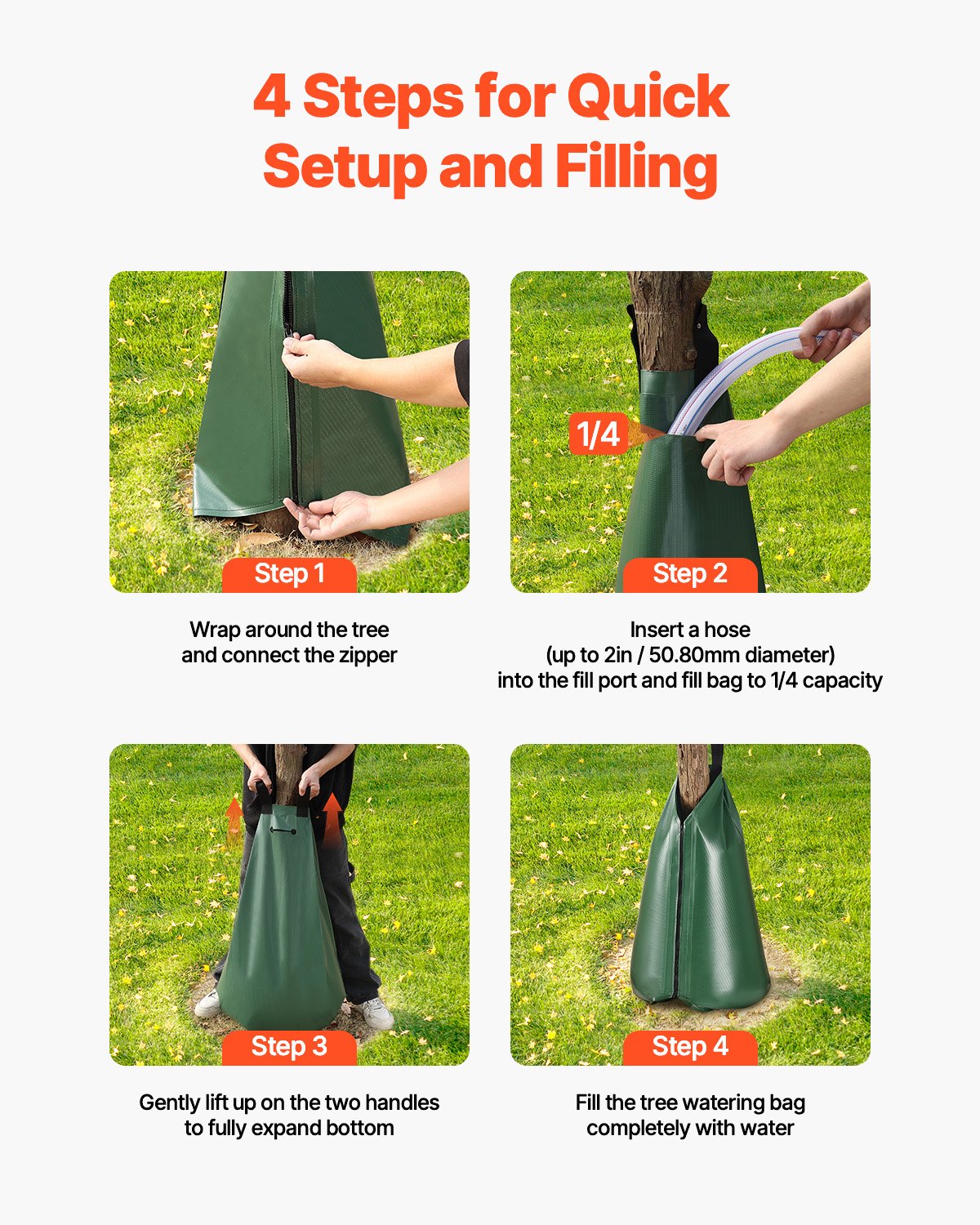 VEVOR Tree Watering Bag 4 Packs 20 Gallons Slow Release Tree Water Bag Durable 
