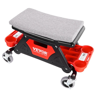 VEVOR Mechanics Stool, 300 LBS Capacity Rolling Mechanic Seat with 4" Wheels, with Three Slide Out Tool Trays and Drawer, Heavy Duty Roller Creeper Seat for Home Garage DIY Automotive 