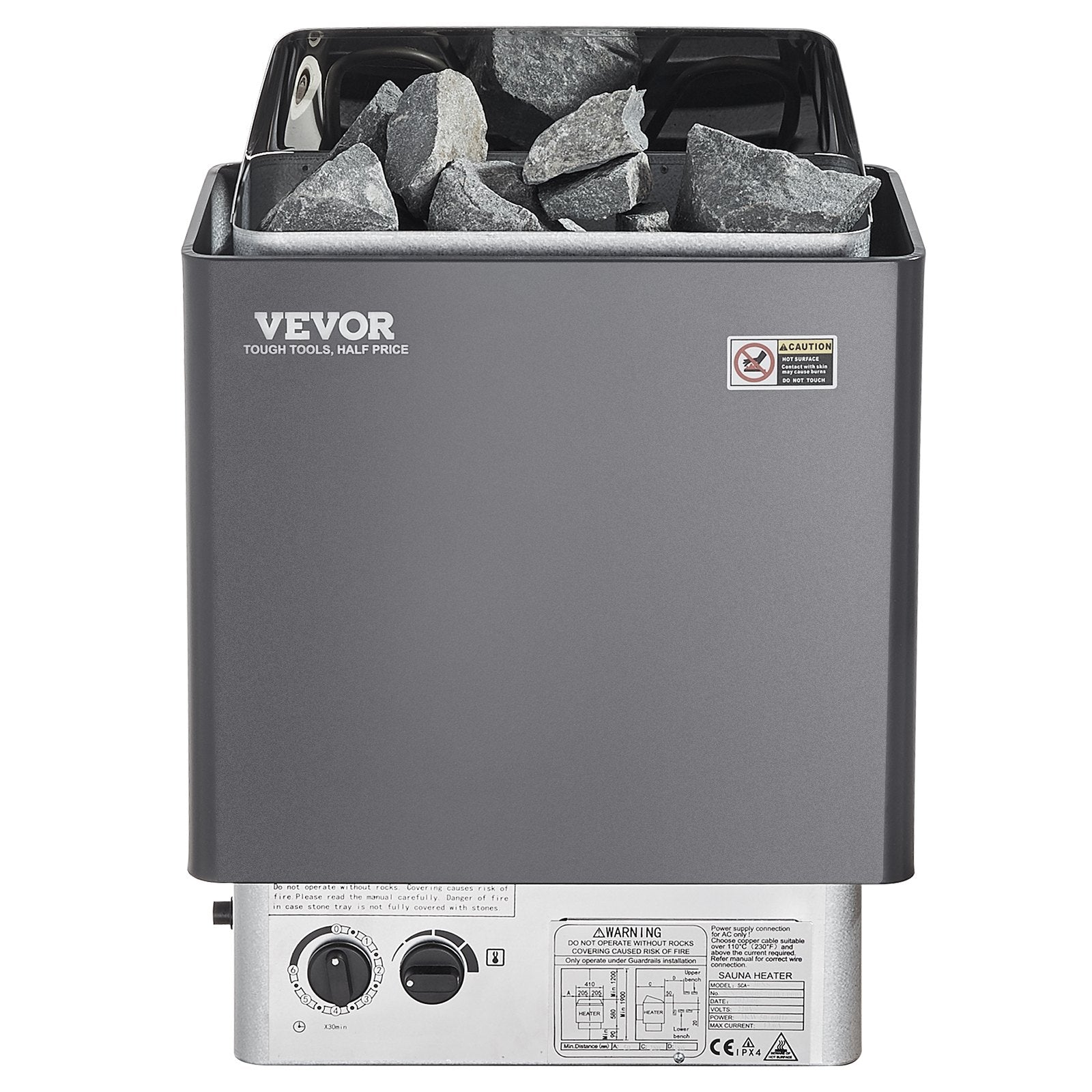 VEVOR Sauna Heater, 3KW 220V Electric Sauna Stove, Steam Bath Sauna Heater with Built-In Controls, 3h Timer and Adjustable Temp for Max. 70-141 Cubic Feet, Home Hotel Spa Shower Use 