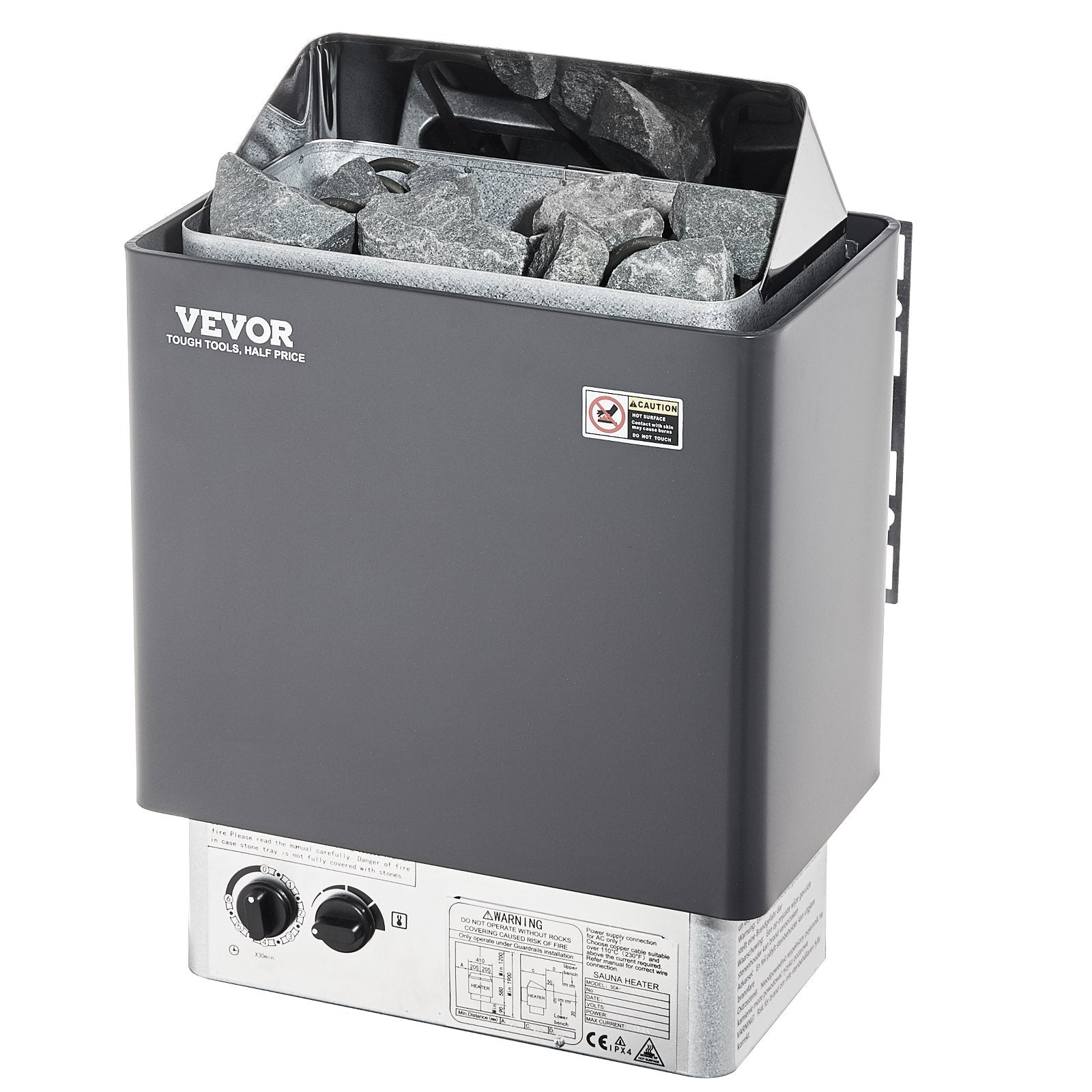 VEVOR Sauna Heater, 3KW 220V Electric Sauna Stove, Steam Bath Sauna Heater with Built-In Controls, 3h Timer and Adjustable Temp for Max. 70-141 Cubic Feet, Home Hotel Spa Shower Use 