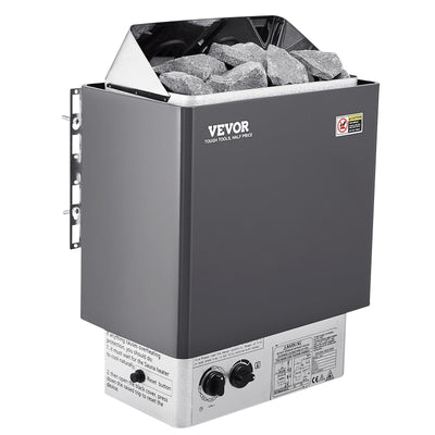 VEVOR Sauna Heater, 9KW 220V Electric Sauna Stove, Steam Bath Sauna Heater with Built-In Controls, 3h Timer and Adjustable Temp for Max. 317-459 Cubic Feet, Home Hotel Spa Shower Use 