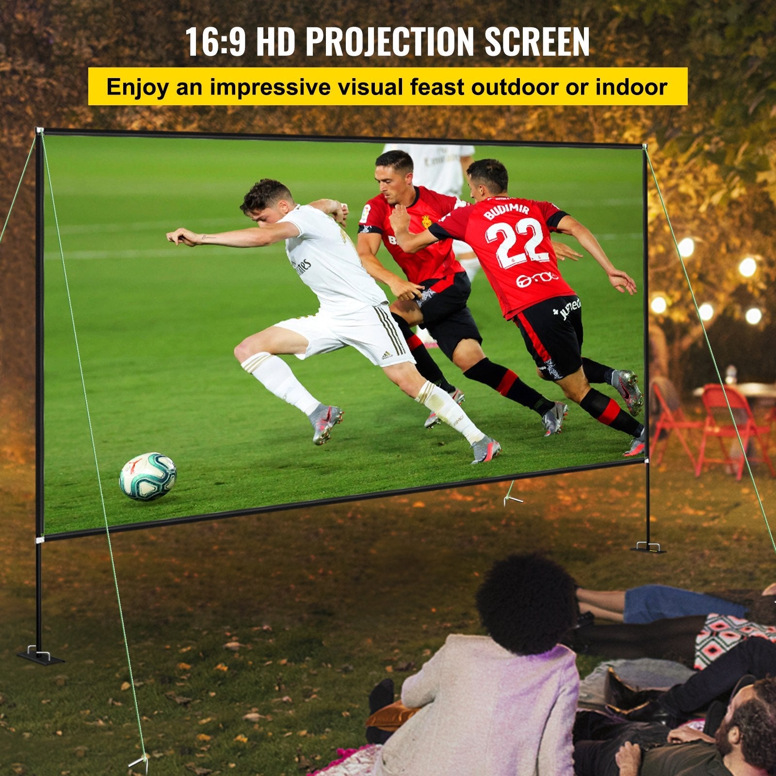 VEVOR Outdoor Movie Screen w/ Stand Portable Movie Screen 135" Projector Screen 