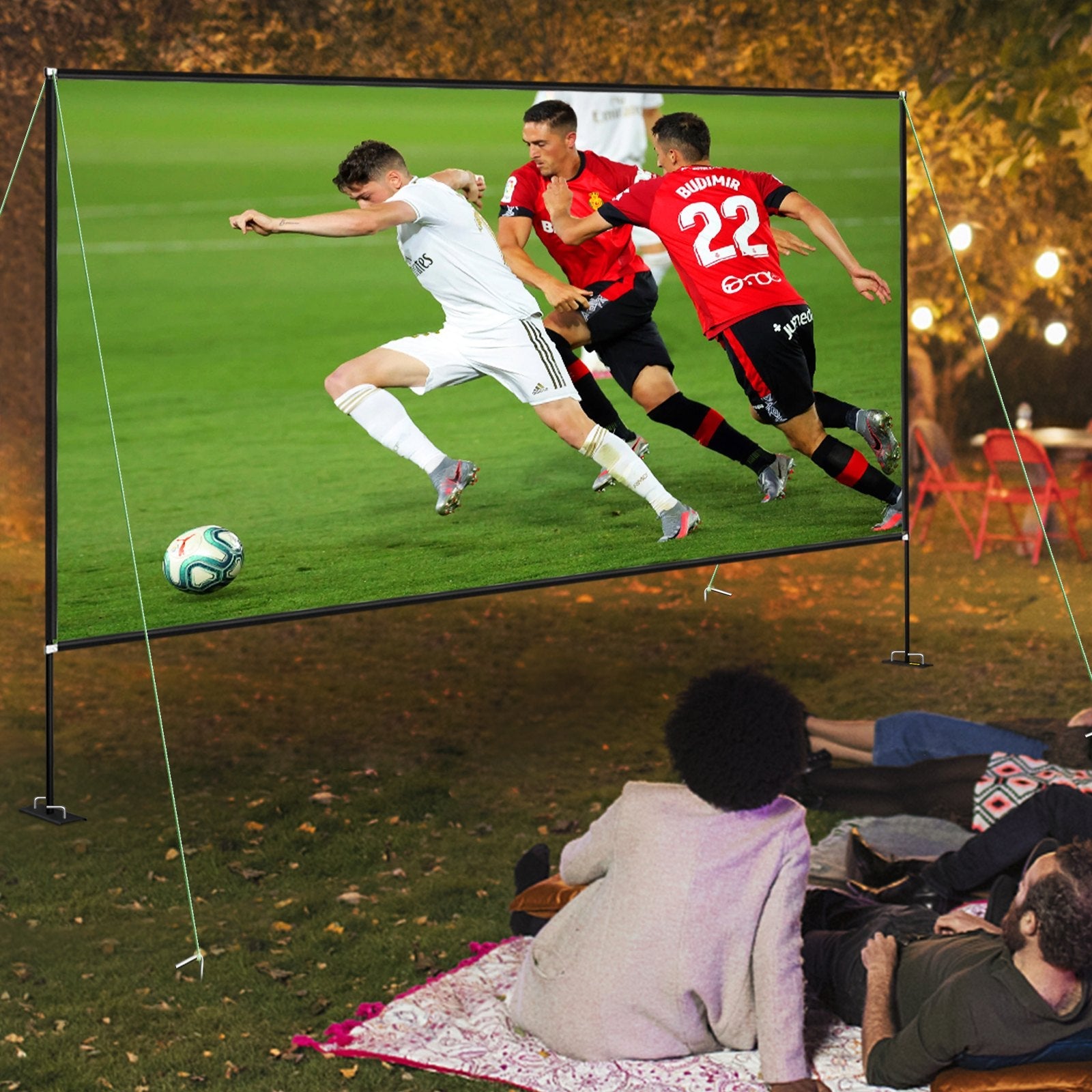VEVOR Outdoor Movie Screen w/ Stand Portable Movie Screen 135" Projector Screen 