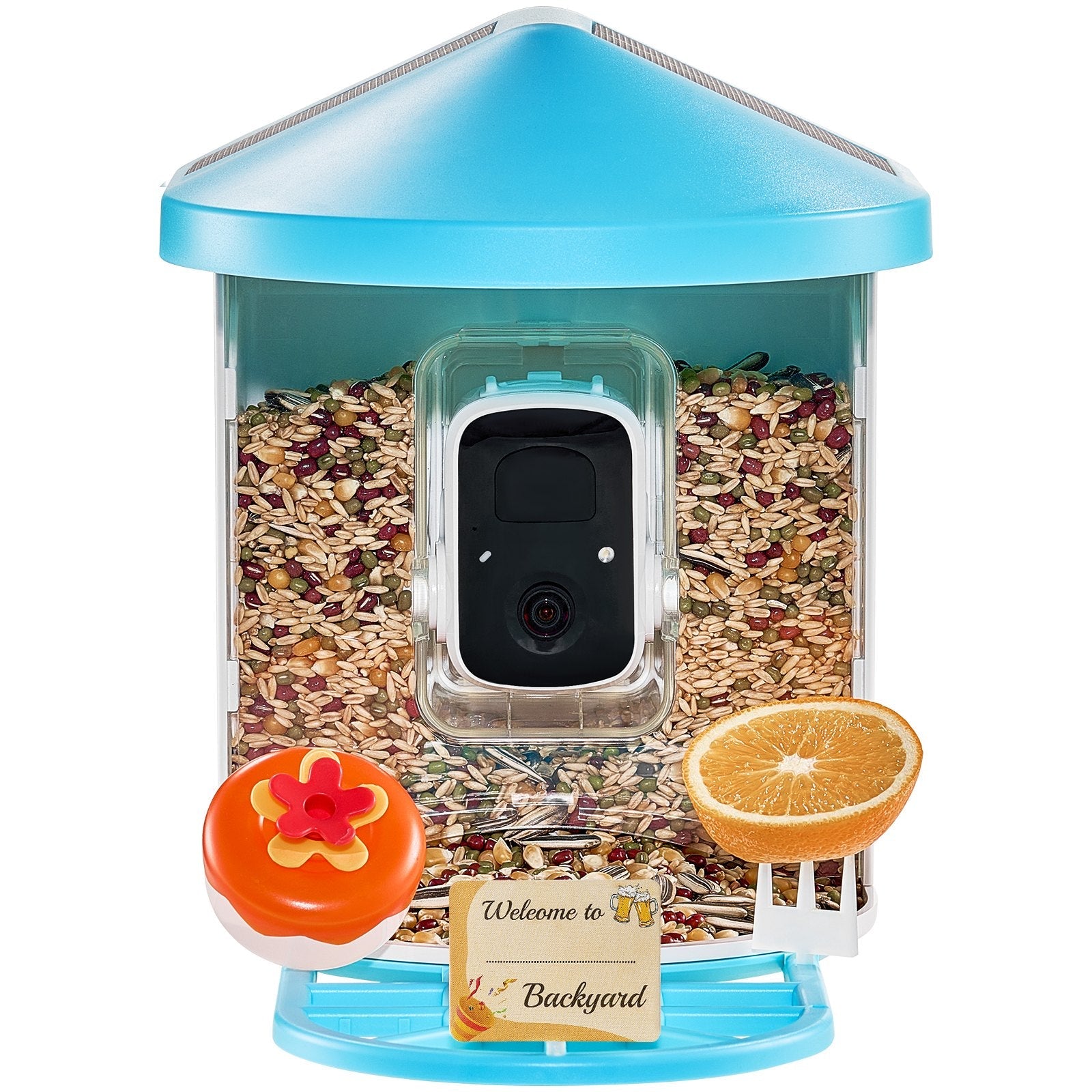 VEVOR Smart Bird Feeder with Camera 2K HD AI Identify Bird Species Solar-Powered 
