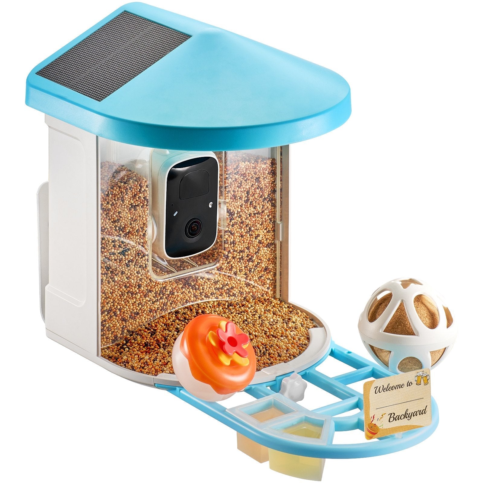 VEVOR Smart Bird Feeder with Camera 2K HD AI Identify Bird Species Solar-Powered 