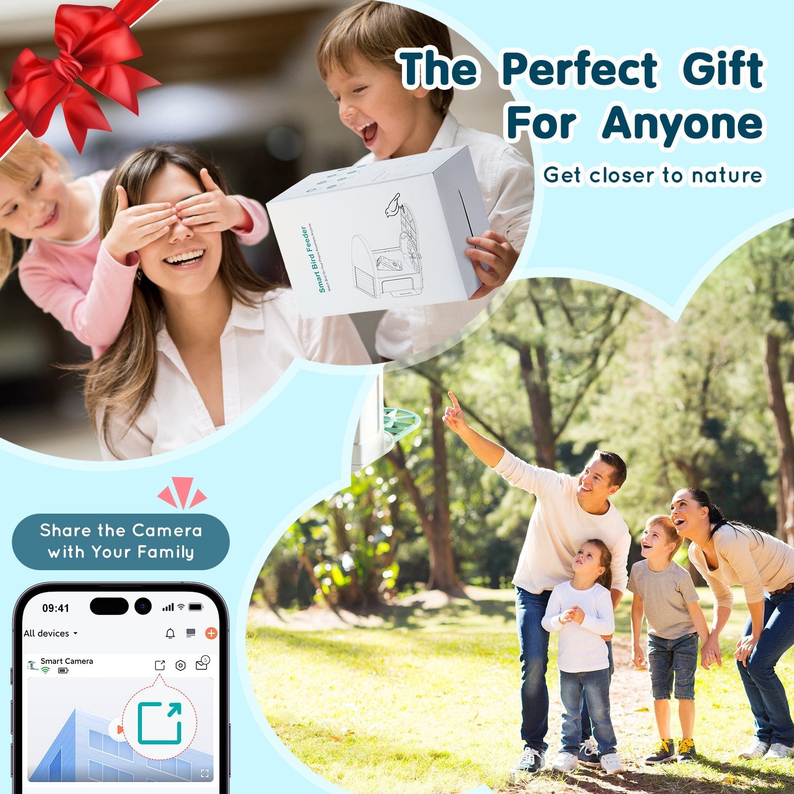 VEVOR Smart Bird Feeder with Camera AI Identify 10000+ Bird Specie Solar-Powered 