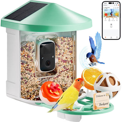 VEVOR Smart Bird Feeder with Camera AI Identify 10000+ Bird Specie Solar-Powered 