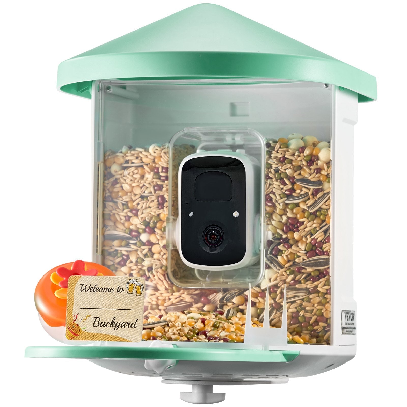 VEVOR Smart Bird Feeder with Camera AI Identify 10000+ Bird Specie Solar-Powered 