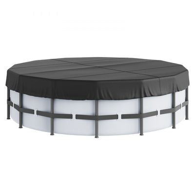 VEVOR 15 Ft Round Pool Cover, Solar Covers for Above Ground Pools, Safety Pool Cover with Drawstring Design, 420D Oxford Fabric Winter Pool Cover, Waterproof and Dustproof, Black 