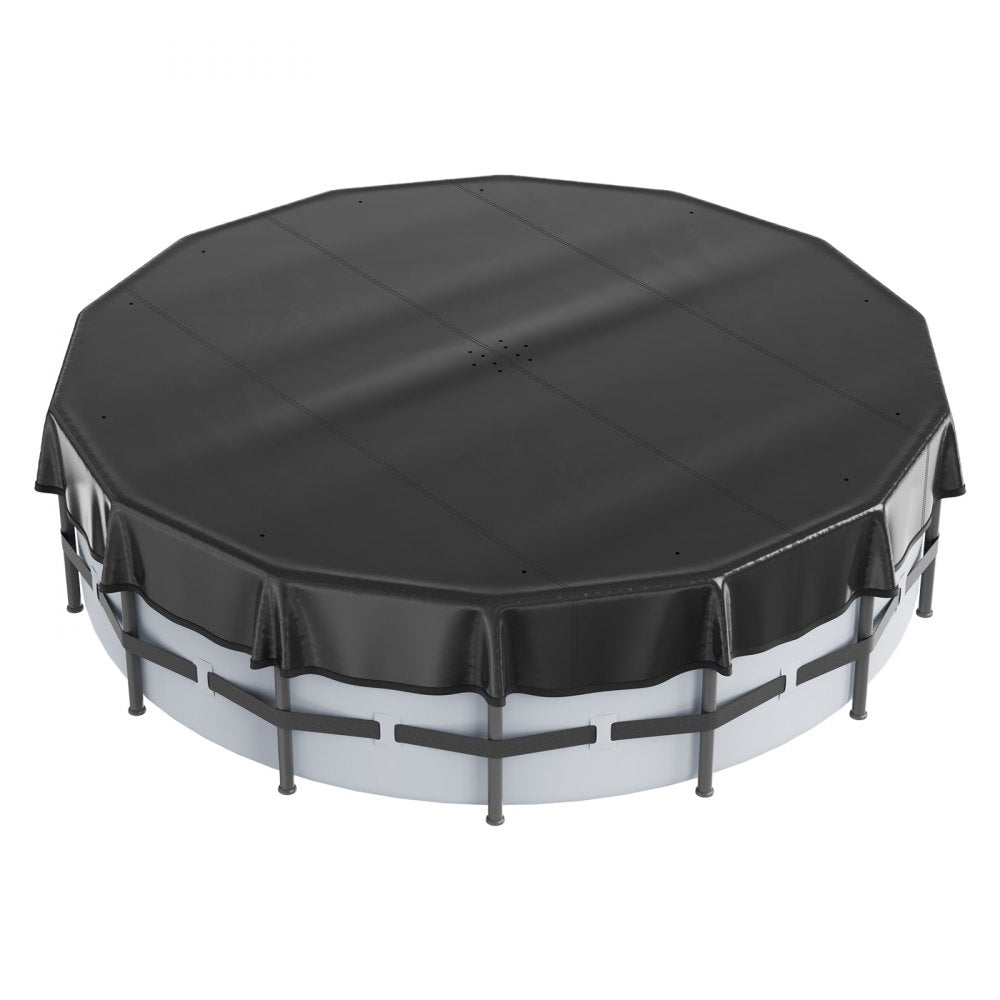 VEVOR 18 Ft Round Pool Cover, Solar Covers for Above Ground Pools, Safety Pool Cover with Drawstring Design, PVC Summer Pool Cover, Waterproof and Dustproof, Black 
