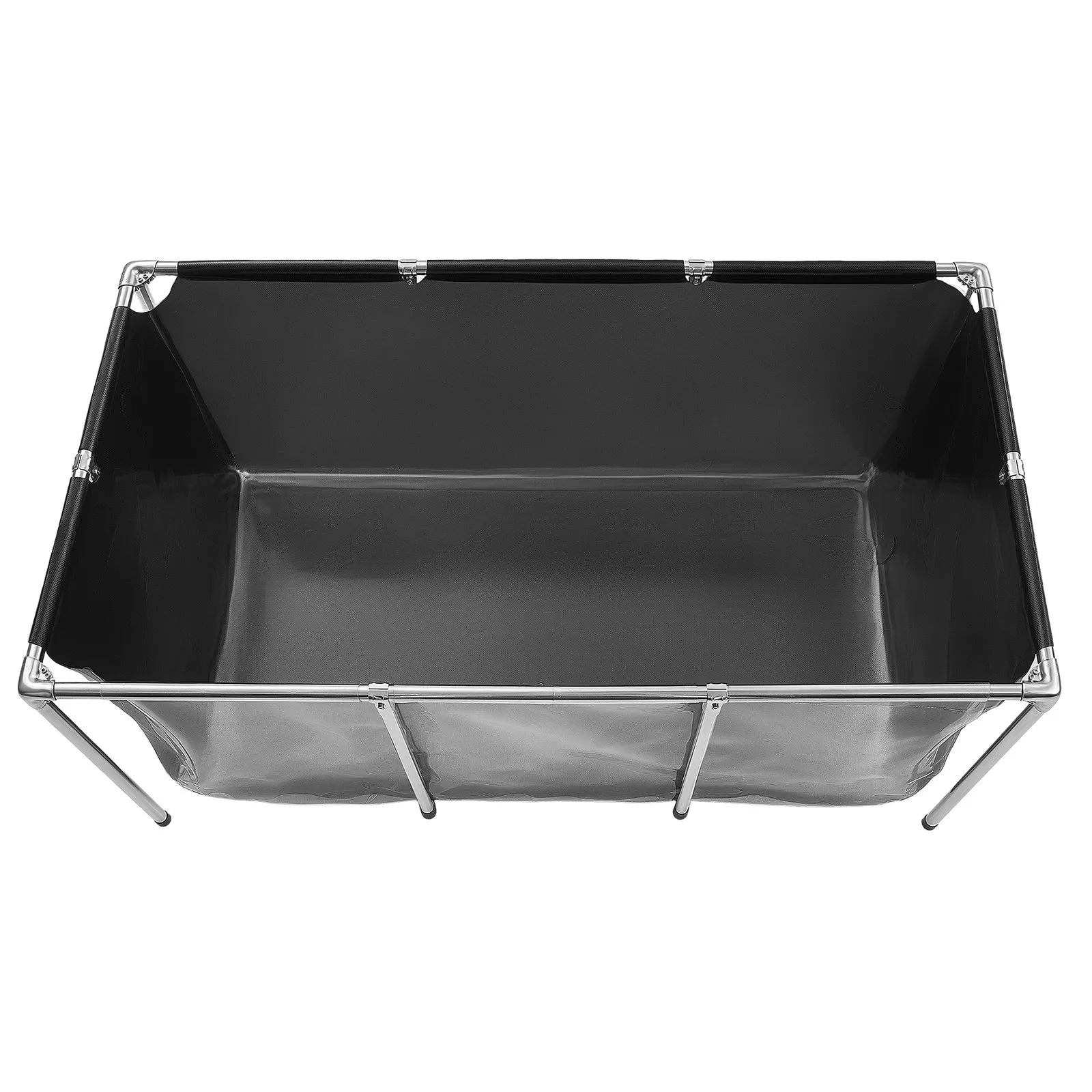 200-Gallon Above Ground Canvas Fish Pond with Clear Viewing Window, Stainless Steel Frame & Drain Valve