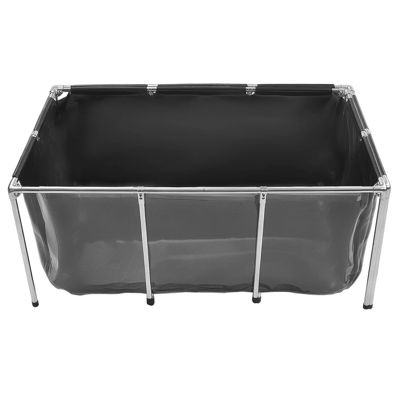 200-Gallon Above Ground Canvas Fish Pond with Clear Viewing Window, Stainless Steel Frame & Drain Valve