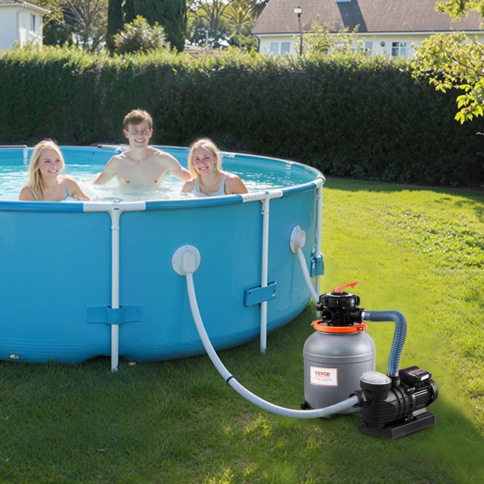 VEVOR 12 in Sand Filter Pump for Above Ground Swimming Pools 1/2 HP 3000 GPH 