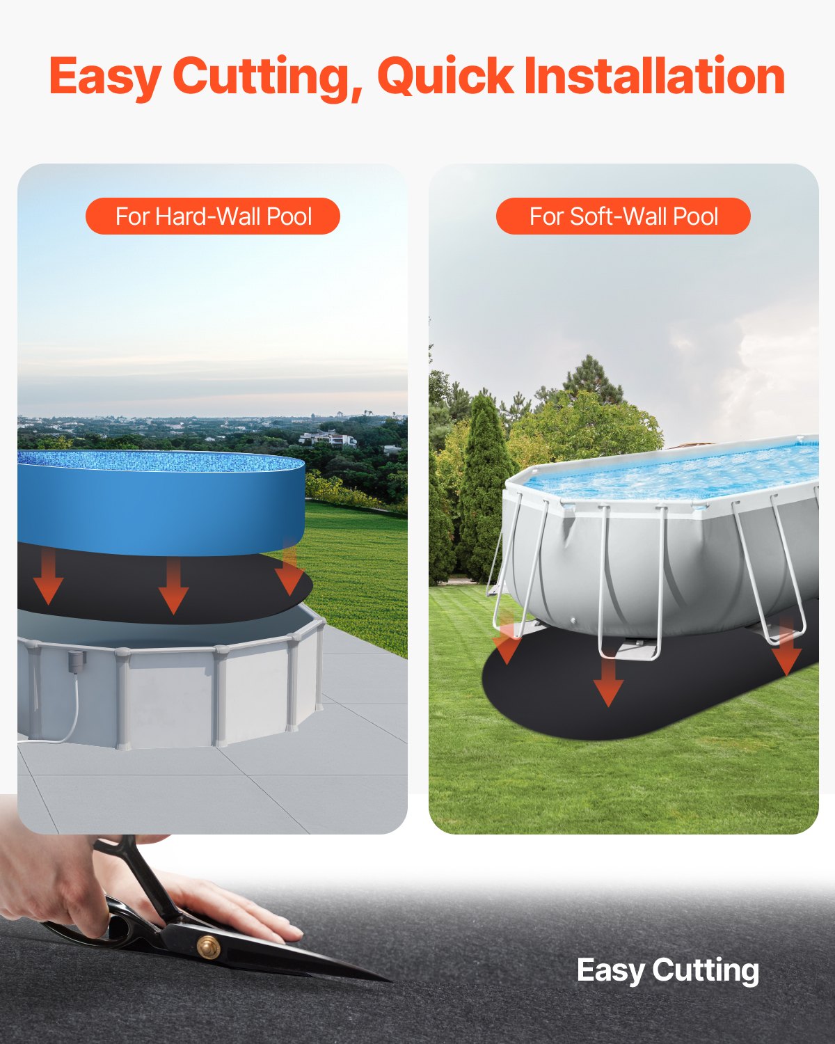 VEVOR 15x30 ft Oval Pool Liner Pad for Above Ground Pools Heavy Duty Pool Mat 