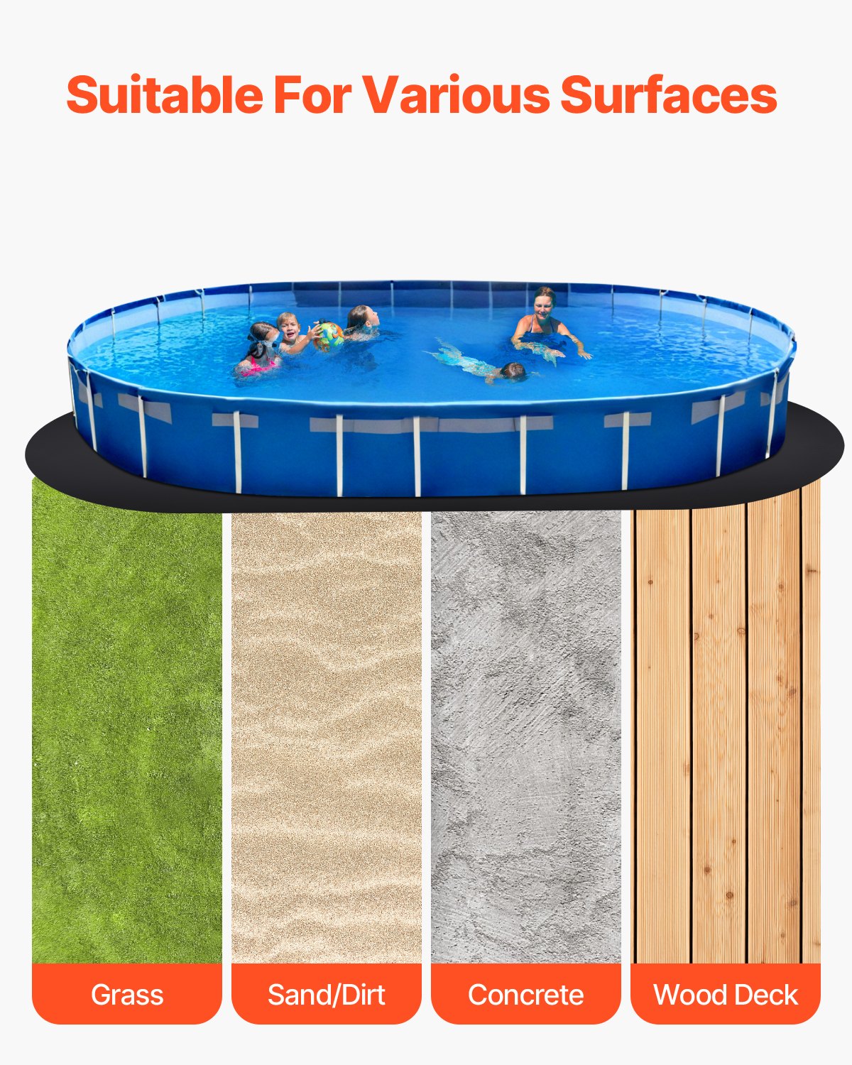 VEVOR 15x30 ft Oval Pool Liner Pad for Above Ground Pools Heavy Duty Pool Mat 