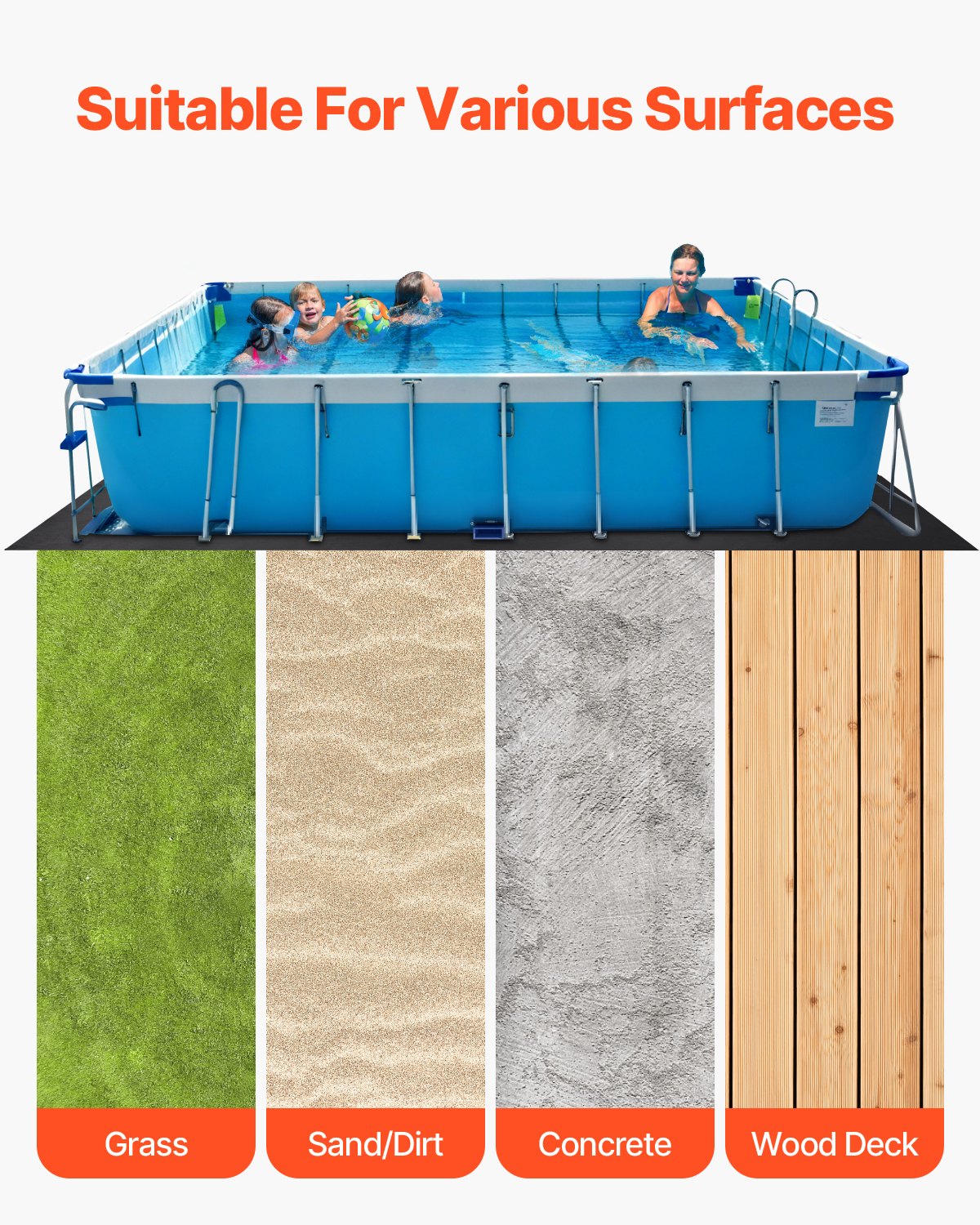 VEVOR 12x24ft Rectangle Pool Liner Pad Heavy Duty Pool Mat Prevent Punctures 