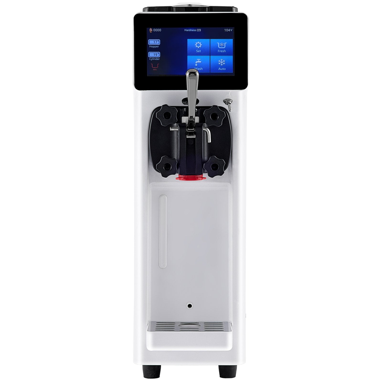 VEVOR Commercial Ice Cream Maker, 10-20L/H Yield, 1000W Countertop Soft Serve Machine with 4.5L Hopper 1.6L Cylinder Touch Screen Puffing Shortage Alarm, Frozen Yogurt Maker for Café Snack Bar, White 