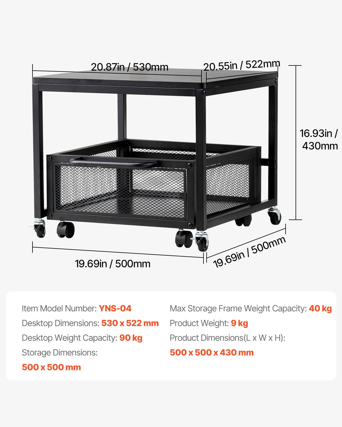 VEVOR Mini Fridge Stand 198lbs with Storage Storage Cart & Swivel Wheels Black 