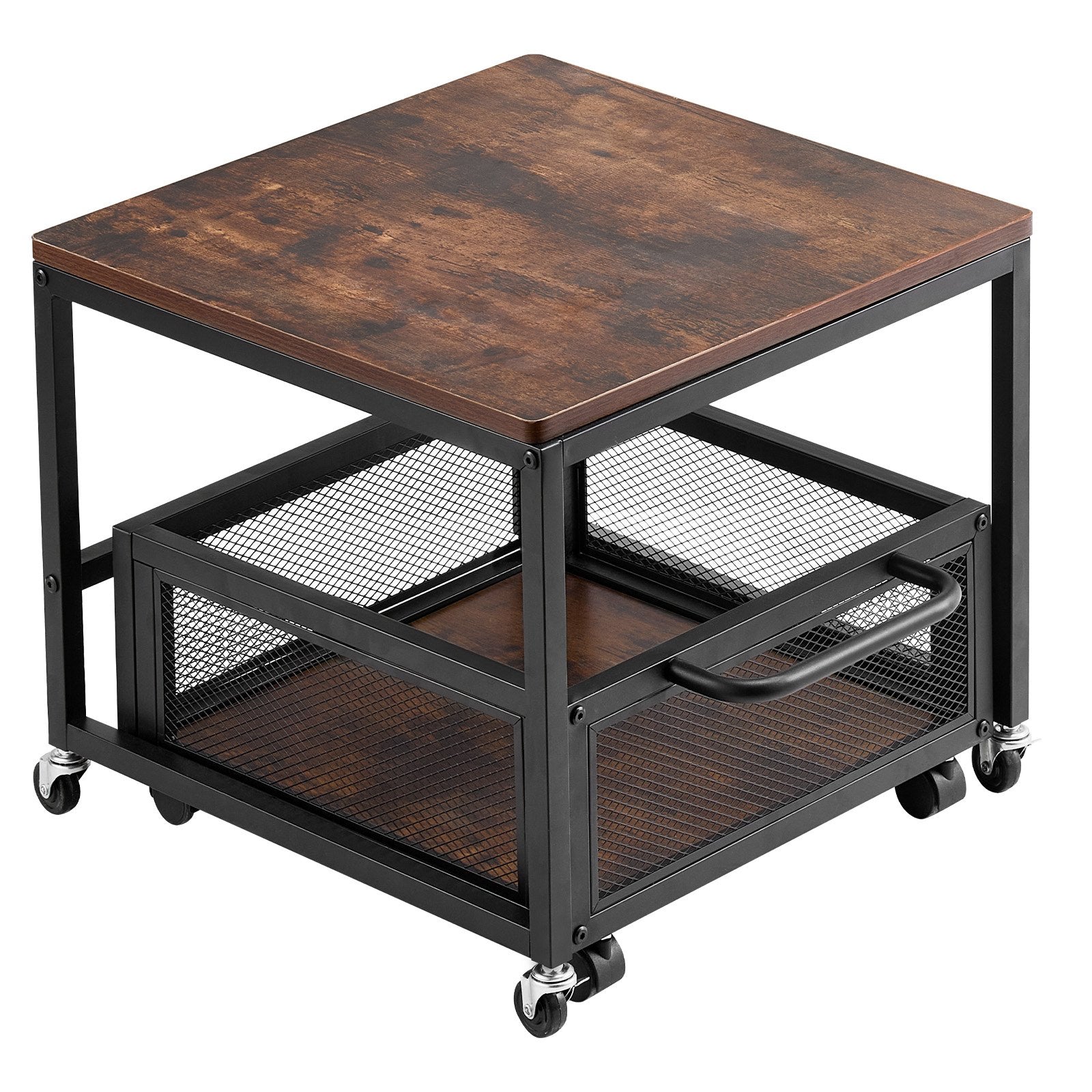 VEVOR Mini Fridge Stand 198lbs with Storage Cart & Swivel Wheels Dark Brown 