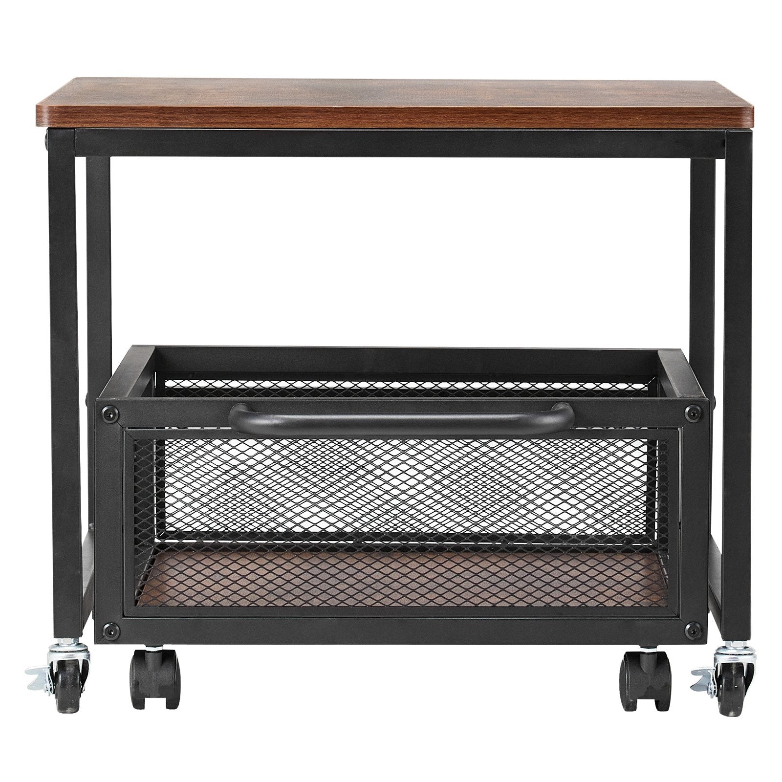 VEVOR Mini Fridge Stand 198lbs with Storage Cart & Swivel Wheels Dark Brown 