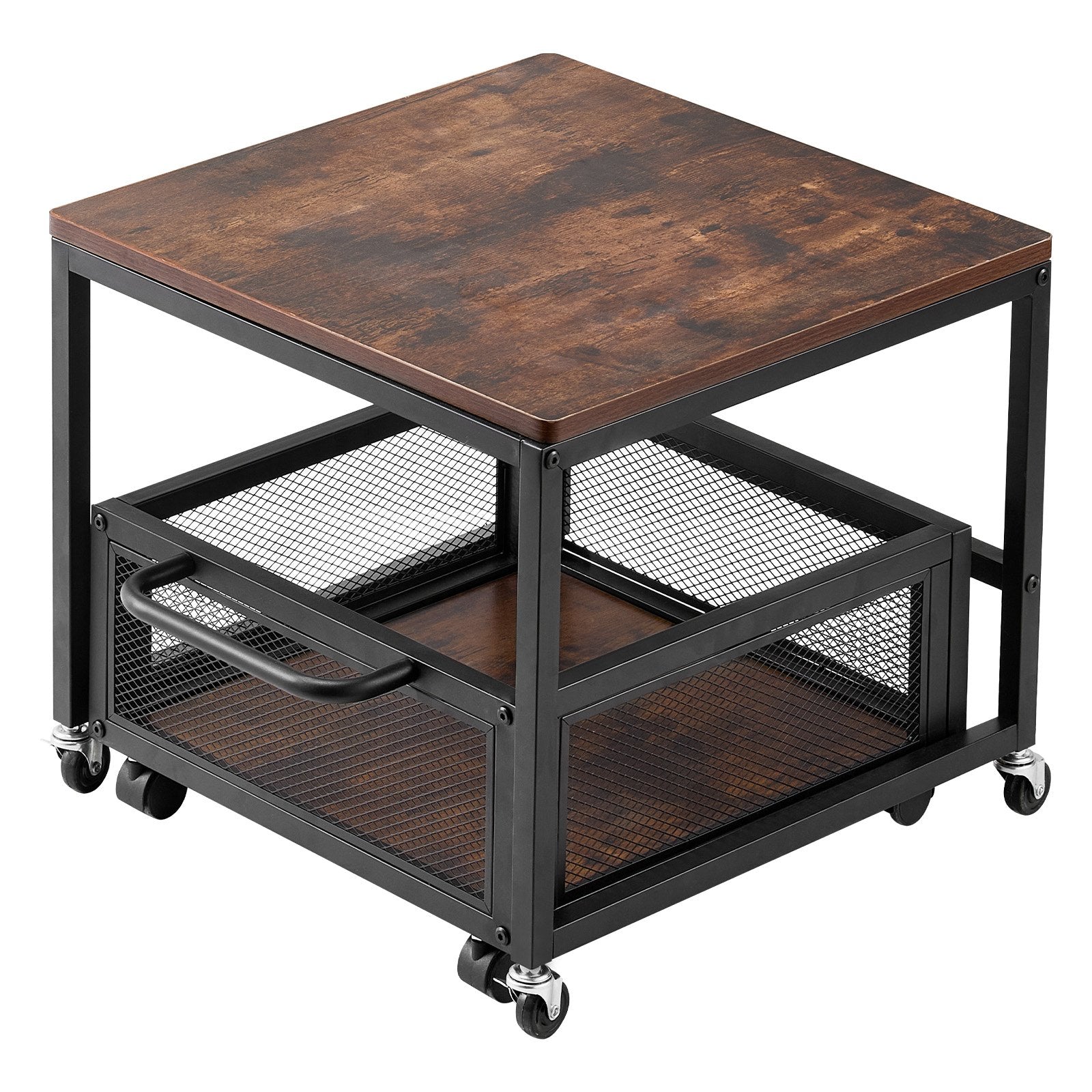 VEVOR Mini Fridge Stand 198lbs with Storage Cart & Swivel Wheels Dark Brown 
