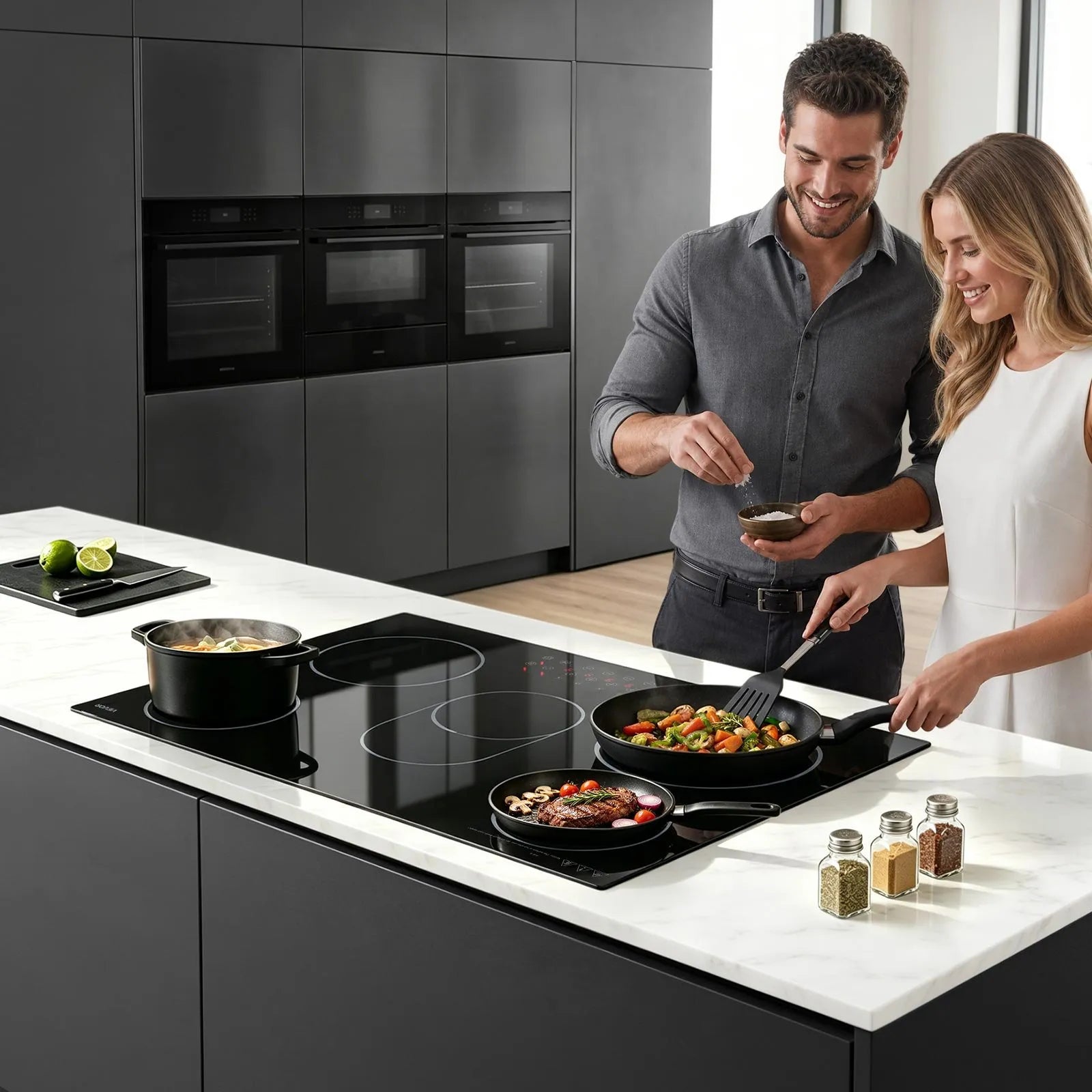30-Inch Built-In Electric Ceramic Cooktop, 5 Burners, 8900W, Touch Control, 220–240V