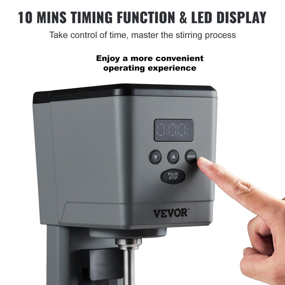 VEVOR Milkshake Maker, 375W Electric Milkshake Machine, Single Head Drink Mixer Blender Machine, LED Intelligent Microswitch, 3-Speed Milkshake Mixer with 820 ml Stainless Steel Cup 