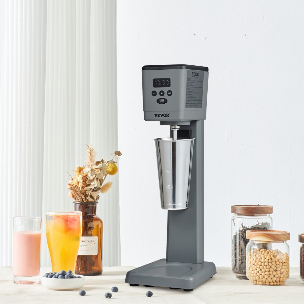 VEVOR Milkshake Maker, 375W Electric Milkshake Machine, Single Head Drink Mixer Blender Machine, LED Intelligent Microswitch, 3-Speed Milkshake Mixer with 820 ml Stainless Steel Cup 