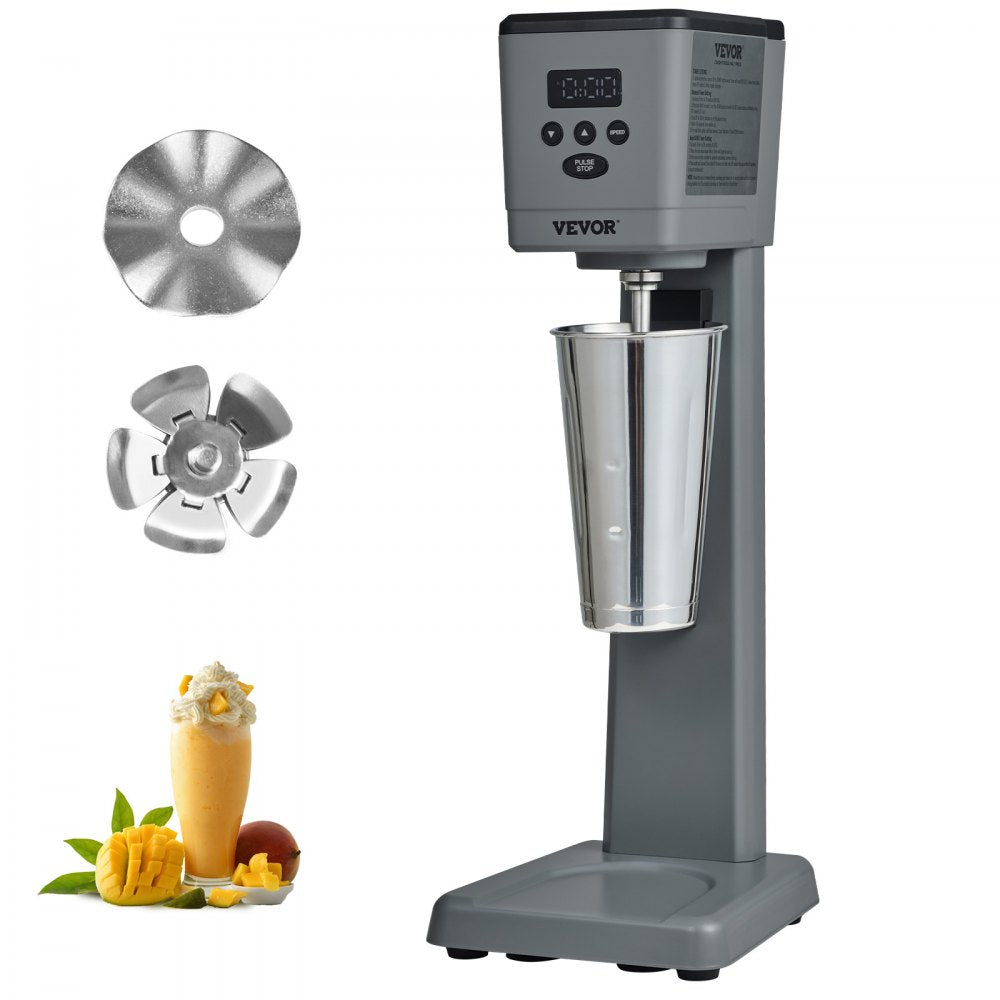 VEVOR Milkshake Maker, 375W Electric Milkshake Machine, Single Head Drink Mixer Blender Machine, LED Intelligent Microswitch, 3-Speed Milkshake Mixer with 820 ml Stainless Steel Cup 